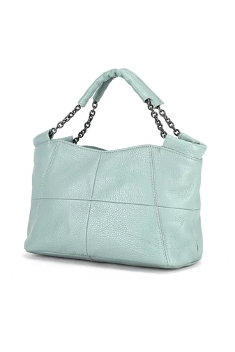 Kabelka do Ruky z Pravej Kože, Elegantná, Kompaktná, Svetlomodrá 16,5×26,5×13cm