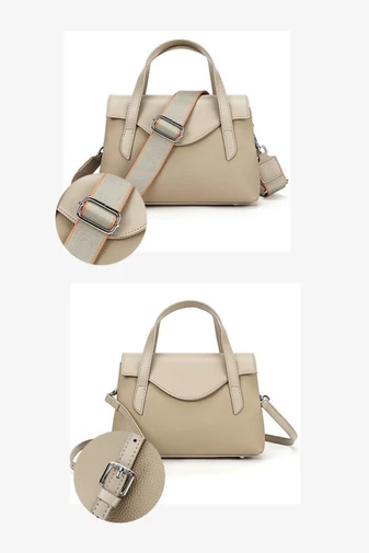 Kabelka do Ruky/Crossbody Taška 2v1z Pravej Kože, Elegantná, Kompaktná Svetlohnedá 17×25×11cm
