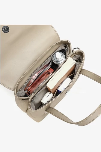 Kabelka do Ruky/Crossbody Taška 2v1z Pravej Kože, Elegantná, Kompaktná Svetlohnedá 17×25×11cm