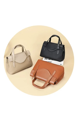 Kabelka do Ruky/Crossbody Taška 2v1z Pravej Kože, Elegantná, Kompaktná Svetlohnedá 17×25×11cm