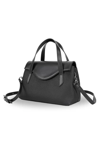 Kabelka do Ruky/Crossbody Taška 2v1z Pravej Kože, Elegantná, Kompaktná Čierna 17×25×11cm
