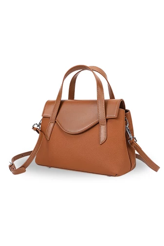 Kabelka do Ruky/Crossbody Taška 2v1z Pravej Kože, Elegantná, Kompaktná Svetlohnedá 17×25×11cm