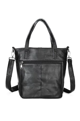 Kabelka/Crossbody Taška 2v1 z Pravej Kože, Multifunkčná, Čierna, 25×23×12cm