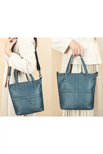 Kabelka/Crossbody Taška 2v1 z Pravej Kože, Multifunkčná, Modrá, 25×23×12cm