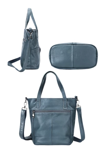 Kabelka/Crossbody Taška 2v1 z Pravej Kože, Multifunkčná, Modrá, 25×23×12cm