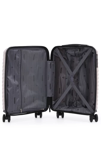 Palubný Kufor Wizzair s Tvrdými Stenami z Polypropylénu s Odnímateľnými Kolieskami, Bonluo, Šampanská farba 55×35×22cm