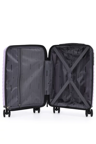 Palubný Kufor Wizzair s Tvrdými Stenami z Polypropylénu s Odnímateľnými Kolieskami, Bonluo, Fialový 55×35×22cm