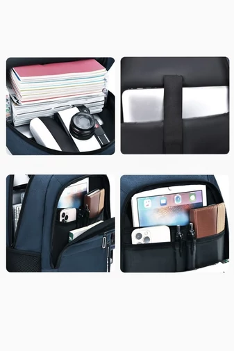 Multifunkčný sivý vodeodolný ruksak do školy, ideálny na notebook, s USB portom 46*32*15cm