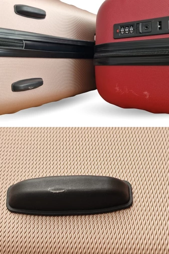 Ružovo Zlatý Esteticky poškodený kufor Bonluo s pevnými stenami Wizz-Air Veľkosť 55*35*22cm Odnímateľné Kolieska