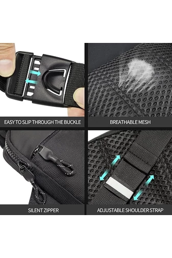 Mini Crossbody Taška Unisex s Nastaviteľným popruhom ideálne na šport z polyesteru Tmavomodrá Bonluo19*13*3cm