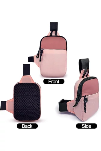 Mini Crossbody Taška Unisex s Nastaviteľným popruhom ideálne na šport z polyesteru Svetloružová Bonluo19*13*3cm