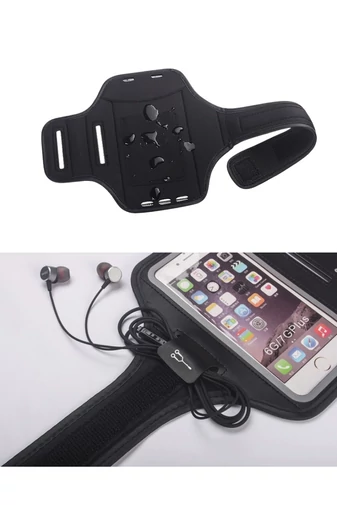 Športový Náramok/Puzdro na telefón neoprénový materiál Unisex obrazovka 6,2” na Beh, Cyklistiku, Fitness, Sivo Čierna
