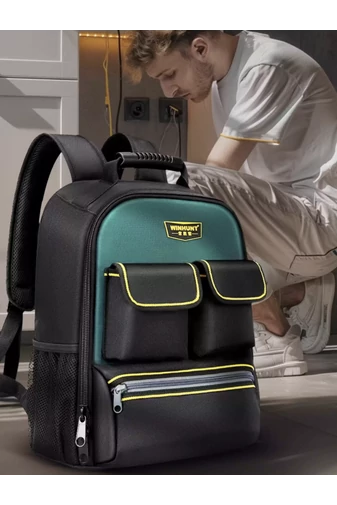 Profesionálny Batoh na náradie, extrémne odolný s efektívnym oddelením 43 * 31 * 18 cm Čierny