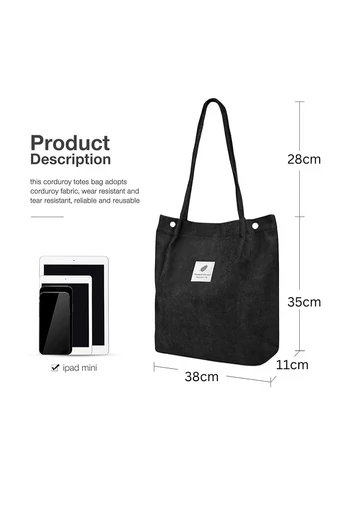 Plátenná Taška na voľný čas Priestranná odolná a elegantná Bonluo Čierna 38*35*11cm