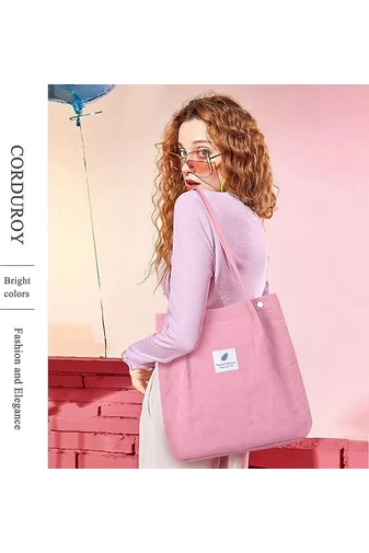 Plátenná Taška na voľný čas Priestranná odolná a elegantná Bonluo Ružová 38*35*11cm