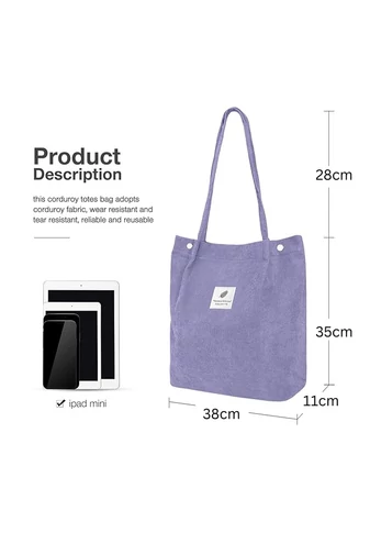 Plátenná Taška na voľný čas Priestranná odolná a elegantná Bonluo Svetlofialová 38*35*11cm