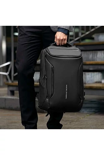 Multifunkčný Batoh Mark Ryden pre 17,3'' notebook PU + materiál Oxford, port USB, Čierny 45*33*20cm