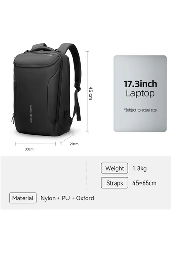 Multifunkčný Batoh Mark Ryden pre 17,3'' notebook PU + materiál Oxford, port USB, Čierny 45*33*20cm