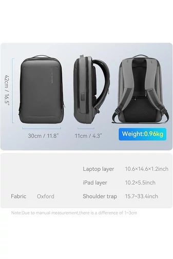 Obchodný Batoh Mark Ryden proti Krádeži, materiál Oxford, USB port, priehradka na notebook Sivý 42*30*11cm