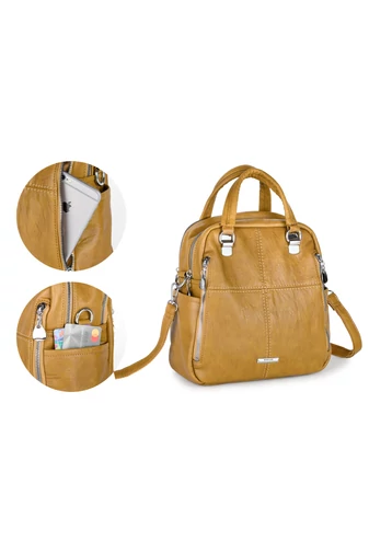 Bonluo Hnedý ruksak/Crossbody kabelka z imitácie kože Rozmery 26*24*12cm