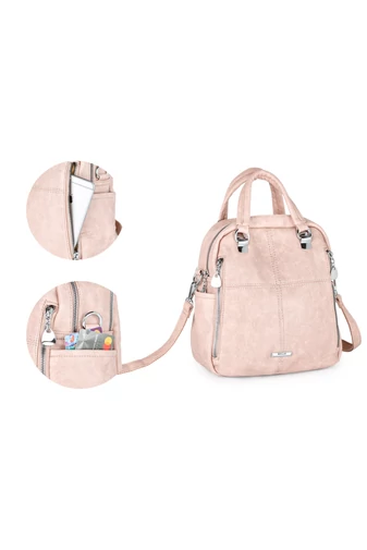 Bonluo Ružový ruksak/Crossbody kabelka z imitácie kože Rozmery 26*24*12cm