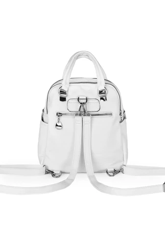 Bonluo Biely ruksak/Crossbody kabelka z imitácie kože Rozmery 26*24*12cm