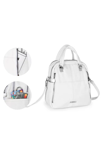 Bonluo Biely ruksak/Crossbody kabelka z imitácie kože Rozmery 26*24*12cm
