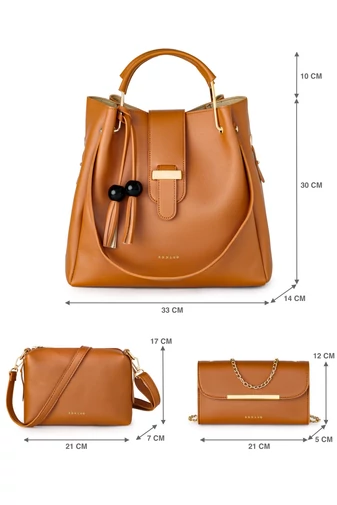 Bonluo súprava Hnedých kabeliek - cez rameno, crossbody a príležitostná (3ks)
