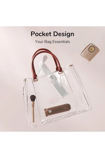 Ventilátor prenosný skladací F8X 3v1 s externou batériou a baterkou, 4000mAh, USB-C Hnedý