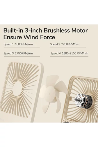 Prenosný Ventilátor Ultratenký 4-rýchlostný Skladací Dizajn 2000mAh Tichý Khaki