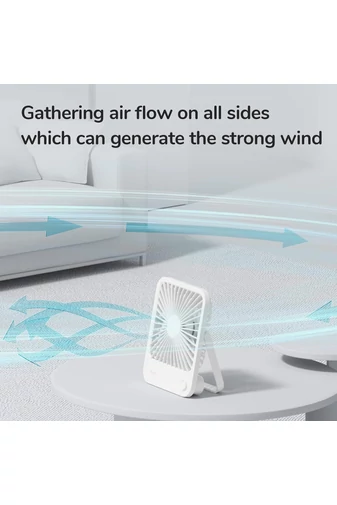Prenosný Ventilátor Ultratenký 4-rýchlostný Skladací Dizajn 2000mAh Tichý Biely