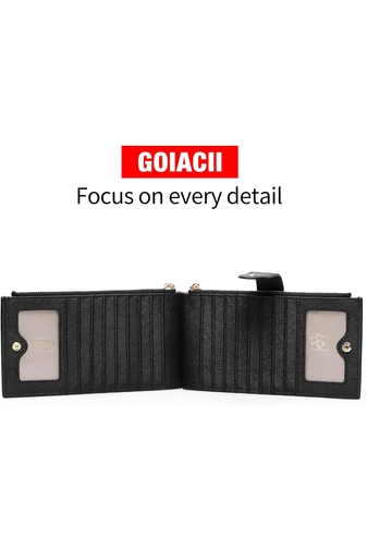 Dámska Peňaženka RFID z PU kože so 16 priehradkami na karty, Čierna 19,5×11×2cm