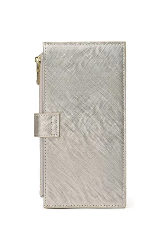 Dámska Peňaženka RFID z PU kože so 16 priehradkami na karty, Strieborná 19,5×11×2cm