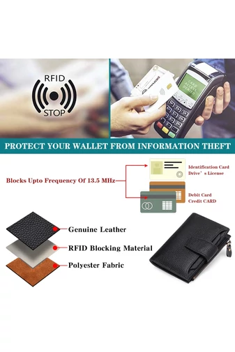 Dámska Peňaženka z PU Kože s RFID Ochranou, Čierna Bonluo 10×13×3cm