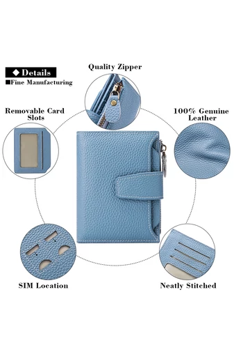 Dámska Peňaženka z PU Kože s RFID Ochranou, Modrá Bonluo 10×13×3cm