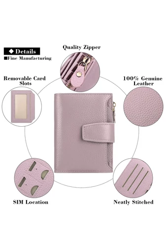 Dámska Peňaženka z PU Kože s RFID Ochranou, Fialová Bonluo 10×13×3cm