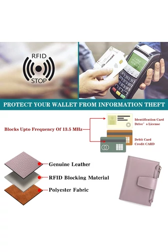Dámska Peňaženka z PU Kože s RFID Ochranou, Fialová Bonluo 10×13×3cm