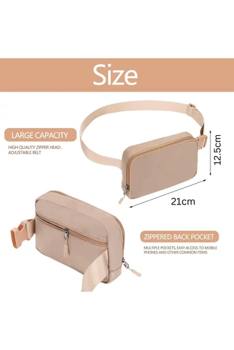 Nepremokavá Taška/Ľadvinka z polyesteru s protišmykovým vreckom a nastaviteľným popruhom Bonluo Khaki 21×12,5cm