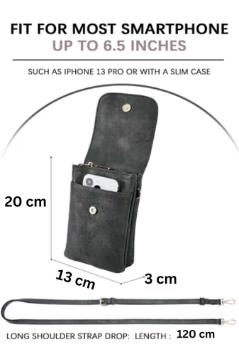 Crossbody Kabelka z PU kože s Viacerými Vreckami a Nastaviteľným Popruhom, Bonluo Čierna 20×13×3cm