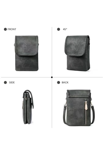 Crossbody Kabelka z PU kože s Viacerými Vreckami a Nastaviteľným Popruhom, Bonluo Čierna 20×13×3cm