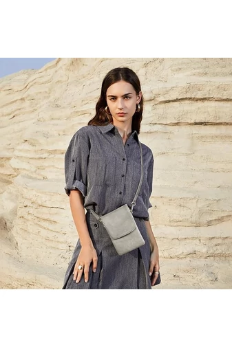 Crossbody Kabelka z PU kože s Viacerými Vreckami a Nastaviteľným Popruhom, Bonluo Sivá 20×13×3cm