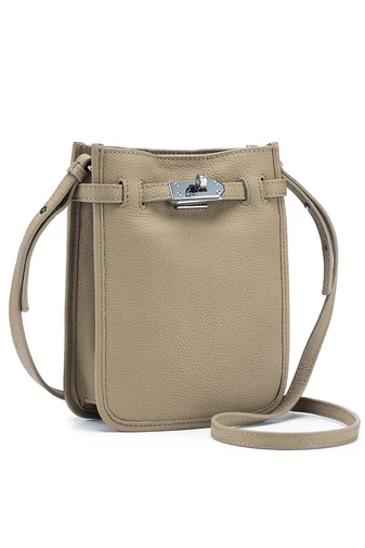 Crossbody Kabelka z Pravej Kože s Praktickým Dizajnom a Nastaviteľným Popruhom, Bonluo Kaki 22×17,5×7cm