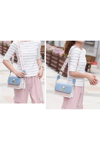 Crossbody Kabelka Elegantná z PU Kože, s Dvoma Typmi Popruhov, Bonluo Modrá 14×21×8cm