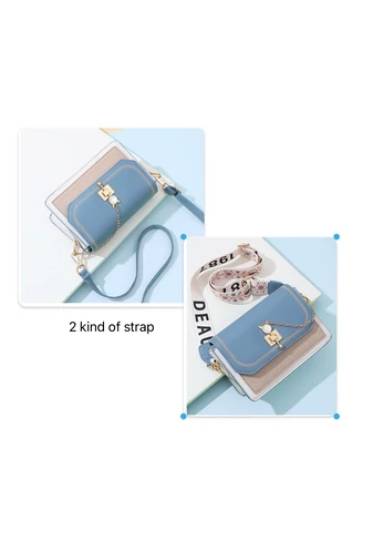 Crossbody Kabelka Elegantná z PU Kože, s Dvoma Typmi Popruhov, Bonluo Modrá 14×21×8cm