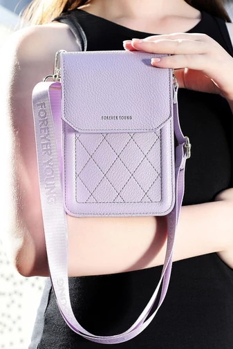Mini Crossbody Kabelka z PU Kože s Praktickým Dizajnom a Nastaviteľným Popruhom, Bonluo, Fialová 19×12,5×6cm