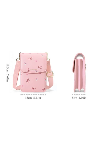 Mini Crossbody Kabelka z PU Kože s Kvetinovým Vzorom, Bonluo, Béžová 19,5×13×5cm