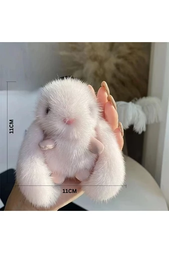 Kľúčenka Huňatý Biely Zajačik Bonluo Ideálna na kľúče alebo tašky