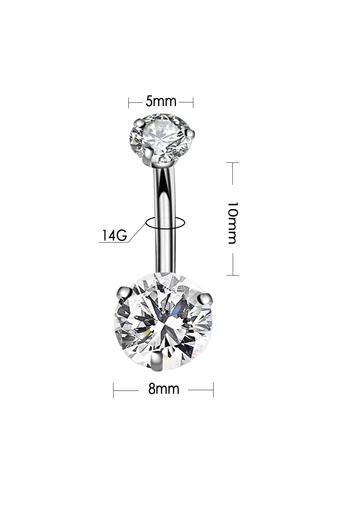 Piercing do pupka so zirkónom vyrobený z nehrdzavejúcej ocele 316L