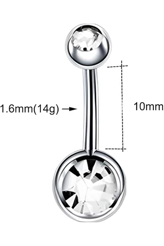 Elegantný jednoduchší piercing do pupka so zirkónom z nehrdzavejúcej ocele 316L