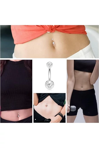 Elegantný jednoduchší piercing do pupka so zirkónom z nehrdzavejúcej ocele 316L